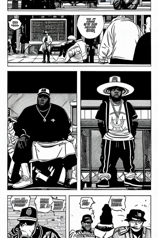 los raperos de nueva york y los angueles. thupac y notorious big, en sus ropas la palabra [ LA KLIKA SKUAD ].ropa estilo urbana 90s. u.s.a [ MANGA]. pag.1,2,3y4. 