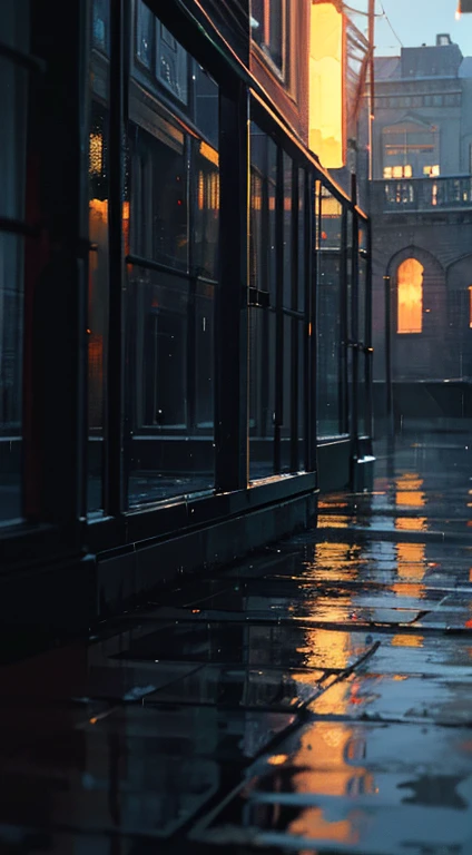 An image of a mesmerizing rain-soaked cityscape at night, with vibrant neon lights reflecting off the wet pavement, creating a magical and ethereal atmosphere. The buildings are adorned with shimmering streams of water, giving a sense of motion and life to the scene. The raindrops are depicted in exquisite detail, capturing their shimmer and delicacy. This artwork is reminiscent of the works of Claude Monet and James Whistler, with their ability to capture the beauty of urban landscapes in different lighting conditions.