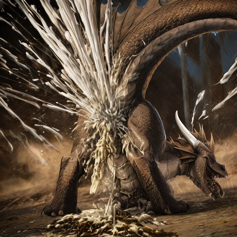 photorealistic, solo, ((((ass up, feral dragon, excessive white projectile feces, screaming)))), hyper realistic, cinematic colors, cinematic lighting, incredible detail, 16k resolution, award winning photography, ((((feral, rear view)))), ((((rear view, ass up))))