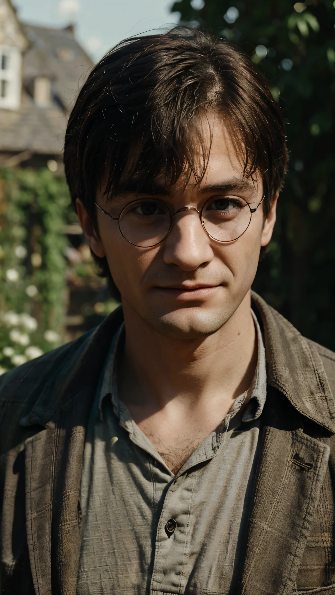 Harry Potter, A man, Looks old, A garden farmer, perfect face, ultra HD.