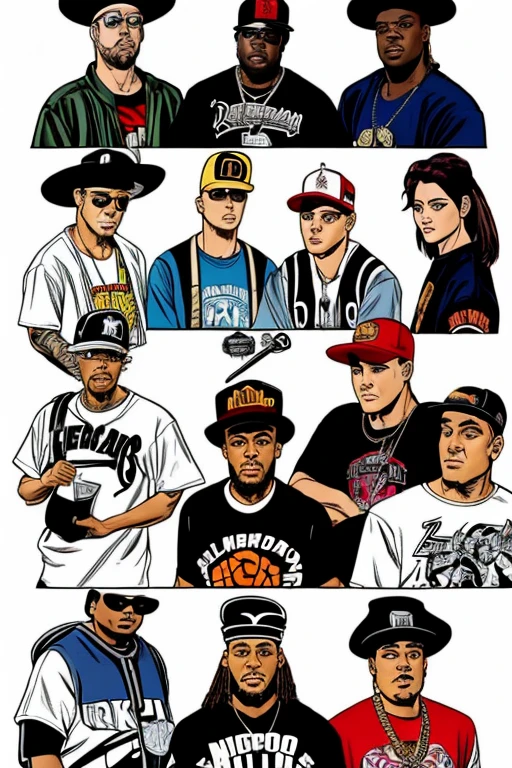 (comic), los raperos de los 90s, old school versus, vs raperos 2000s new school. ice cube, dree. snoop dog, thupac y notorious big, modelando ropa de marca LKCwearStreet,playeras, sudaderas,camisetas, todas van con la palabra ( LA KLIKA SKUAD ).en la parte de enfrente.  ropa estilo urbana 90s. u.s.a [ MANGA]. pag.1,2,3y4. hd. 4k