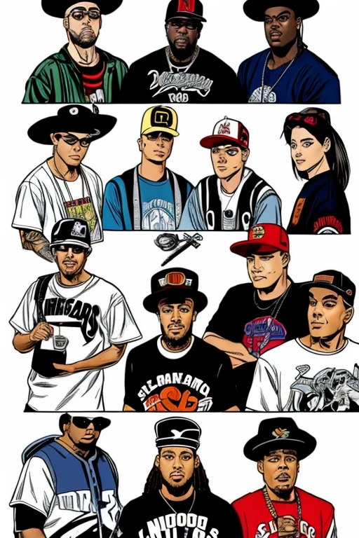 (comic), los raperos de los 90s, old school versus, vs raperos 2000s new school. ice cube, dree. snoop dog, thupac y notorious big, modelando ropa de marca LKCwearStreet,playeras, sudaderas,camisetas, todas van con la palabra ( LA KLIKA SKUAD ).en la parte de enfrente.  ropa estilo urbana 90s. u.s.a [ MANGA]. pag.1,2,3y4. hd. 4k