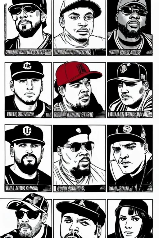(comic), los raperos de los 90s, old school versus, vs raperos 2000s new school. ice cube, dree. snoop dog, thupac y notorious big, modelando ropa de marca LKCwearStreet,playeras, sudaderas,camisetas, todas van con la palabra ( LA KLIKA SKUAD ).en la parte de enfrente.  ropa estilo urbana 90s. u.s.a [ MANGA]. pag.1,2,3y4. 