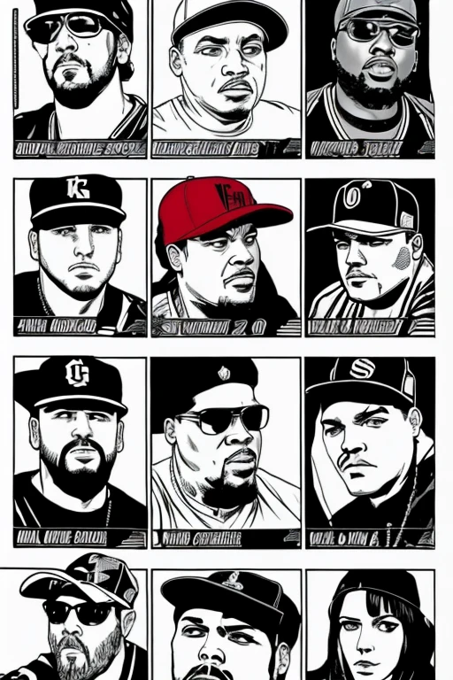 (comic), los raperos de los 90s, old school versus, vs raperos 2000s new school. ice cube, dree. snoop dog, thupac y notorious big, modelando ropa de marca LKCwearStreet,playeras, sudaderas,camisetas, todas van con la palabra ( LA KLIKA SKUAD ).en la parte de enfrente.  ropa estilo urbana 90s. u.s.a [ MANGA]. pag.1,2,3y4. 