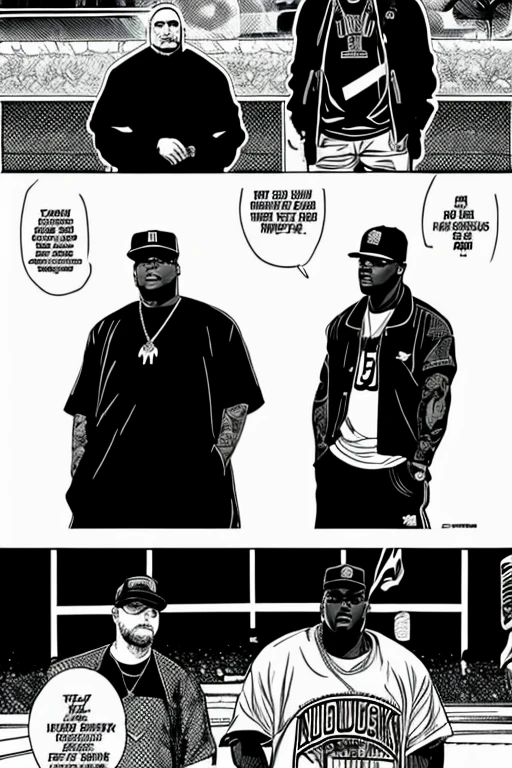 los raperos de nueva york y los angueles. thupac y notorious big, en sus ropas la palabra [ LA KLIKA SKUAD ].ropa estilo urbana 90s. u.s.a [ MANGA]. pag.1,2,3y4. 
