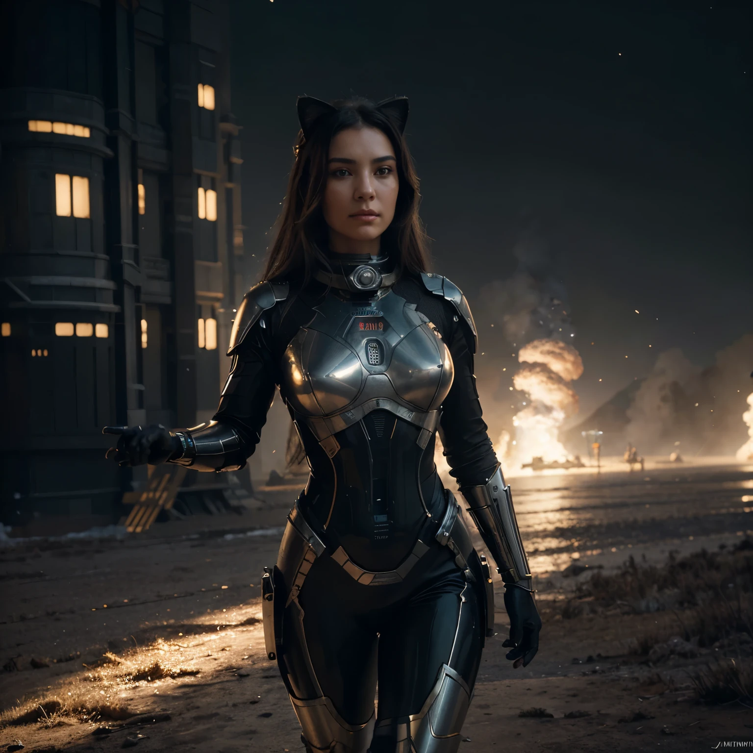 (extremely detailed CG octane render 8k wallpaper), full shot body photo of a (((sci-fi))) astronaut ((cat)), red details, gold details, bionic battle suit, a black hexagonal futuristic alien landscape in the background, ornate, shiny, polished, metallic, professional majestic oil painting by Ed Blinkey, Atey Ghailan, Studio Ghibli, by Jeremy Mann, Greg Manchess, Antonio Moro, trending on ArtStation, trending on CGSociety, Intricate, High Detail, Sharp focus, dramatic, by midjourney, realism, beautiful and detailed lighting, shadows, by Jeremy Lipking, by Antonio J. Manzanedo, by Frederic Remington, by HW Hansen, by Charles Marion Russell, by William Herbert Dunton