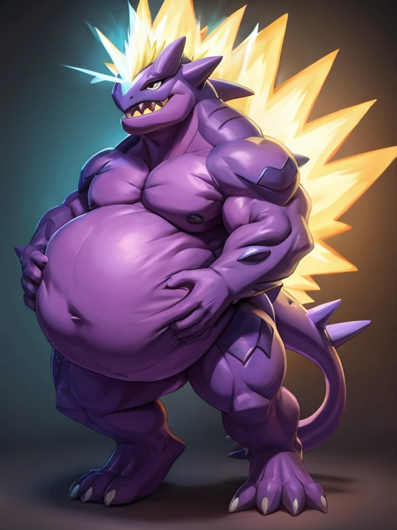 [Pokemon Low-key Toxtricity], out of shape, bulging belly, vore,