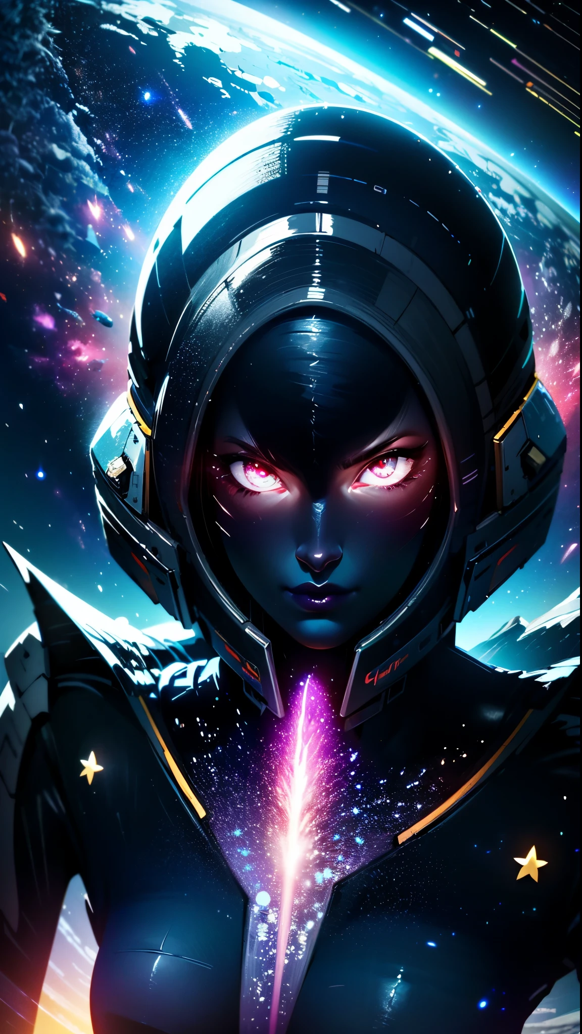 nijistyle,rfktr_technotrex,woman exploring planets, alien worlds, exotic locations, deep space,unkown terrors, galactic, nebulas,stars,fcPortrait