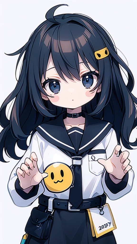 (sticker),#quality(8k,best quality, masterpiece),solo, #1girl(cute, kawaii,small ???,smile,hair floating,hair color cosmic,pigtail hair,zombie skin,ghost skin ,skin color blue,pale skin,eye color cosmic,eyes shining,big eyes,damaged clothes,heavy metal costume,smirk,isolated on pink background,full body),#background(monotone,pink,no background,isolated on pink background)