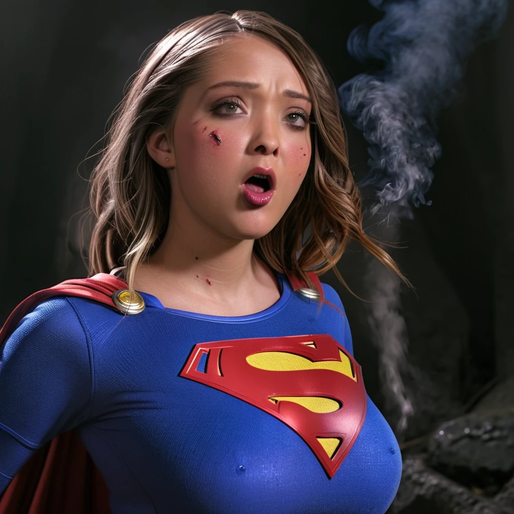 (best quality,4k,highres,masterpiece:1.2),ultra-detailed,realistic,portraits,vivid colors,dramatic lighting,Supergirl,annoyed,tattered uniform,ragged uniform,smoking crater,offended,shocked,alien robot gorilla,rocket (full body shot, show her entire body, head to toe)

Please make sure your output is separated by commas.","Separated。The following is an example for reference：

```
(best quality,4k,highres,masterpiece:1.2),ultra-detailed,realistic,portraits,vivid colors,dramatic lighting,Supergirl,annoyed,tattered uniform,ragged uniform,smoking crater,offended,shocked,alien robot gorilla,rocket  (full body shot, show her entire body, head to toe)
```