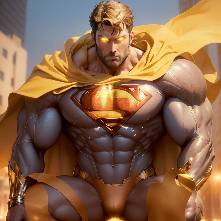 ((Best Quality, 8K, ultra-detailed, Masterpiece: 1.3)), Ben Affleck , no shirt, shiny skin, sharp, Perfect Body Beauty, realistic shaded perfect body, (cute baby face:1.1),("underwear,big bulge ":1.2),(dynamic pose:1.1), thigh , (bulge focus:1.2) ,squatting, Showcase the elegance and sophistication of attire and posture. Introduce a gentle, atmospheric haze in the environment, Illuminate the surroundings with a dynamic, partially obscured light source, such as the sun or cityscape lights, casting soft, diffused light onto his suit and skin. Use a slightly low-angle perspective to make Superman appear larger than life, reinforcing his status as a heroic and sexy icon.