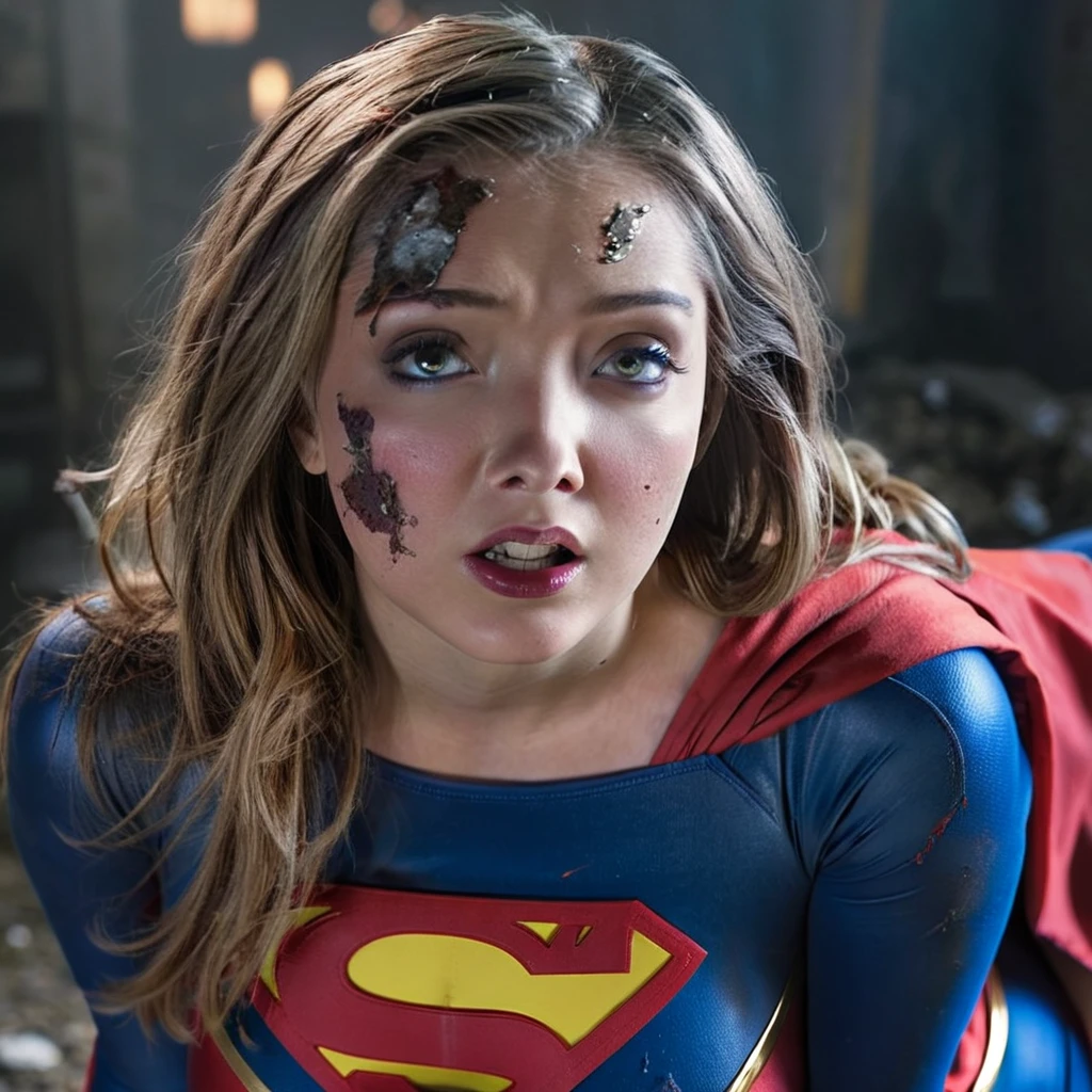 (best quality,4k,highres,masterpiece:1.2),ultra-detailed,realistic,portraits,vivid colors,dramatic lighting,Supergirl,annoyed,tattered uniform,ragged uniform,smoking crater,offended,shocked,alien robot gorilla,rocket (full body shot, show her entire body, head to toe) Please make sure your output is separated by commas.","Separated。The following is an example for reference： ``` (best quality,4k,highres,masterpiece:1.2),ultra-detailed,realistic,portraits,vivid colors,dramatic lighting,Supergirl,annoyed,tattered uniform,ragged uniform,smoking crater,offended,shocked,alien robot gorilla,rocket (full body shot, show her entire body, head to toe) ```