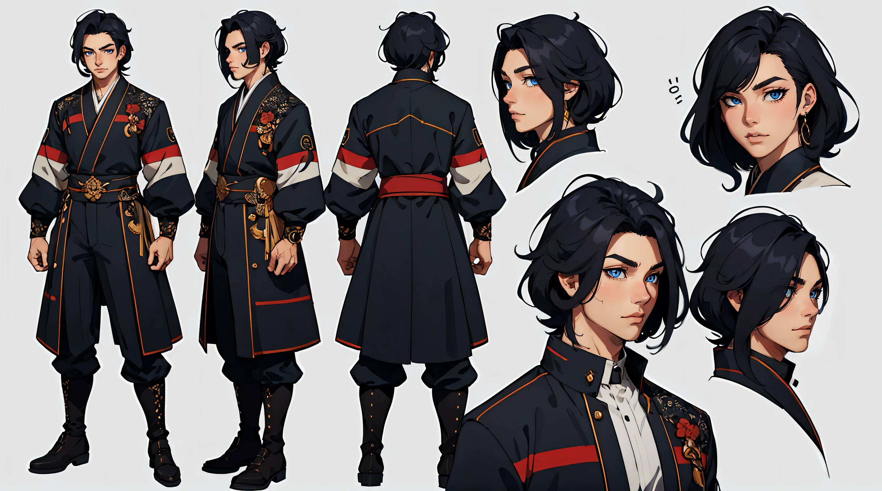 Man original character reference sheet adoptable,korean fashion,black hair