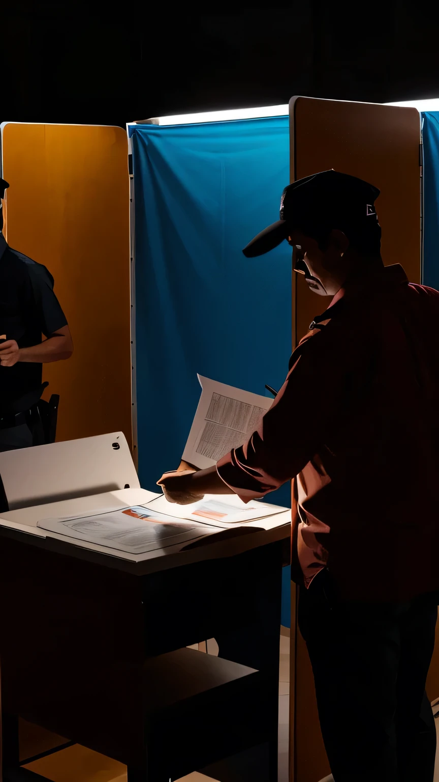 "Digital paintings depicting the democratic process, including voter registration, polling booths, and ballot counting in India"