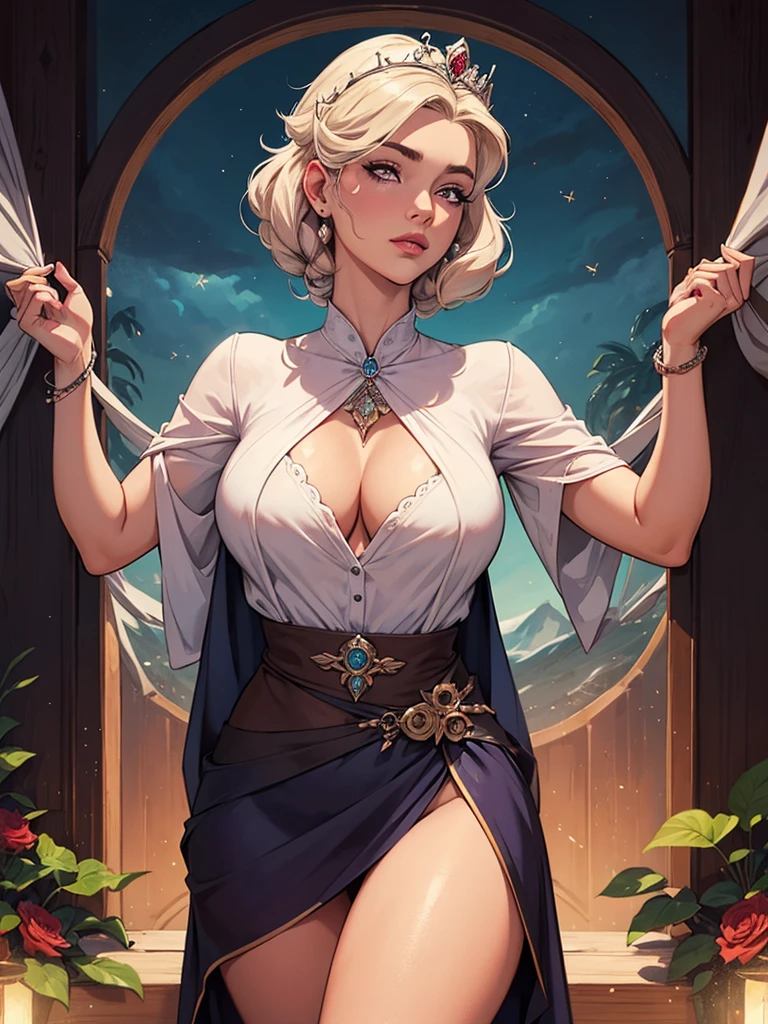 Personagem mulher Rainha Anna de Arendelle com marcas de guerras Imagem de desenho animado de uma mulher .Ilustra??o estilo desenho animado, estilo de arte dos desenhos animados, estilo de arte dos desenhos animados, estilo de illustration digital, design de personagens altamente detalhado, arte digital detalhada coragem, Forest fan art, Design de personagens de retrato, linda illustration digital, retrato de alta qualidade, Arte em quadrinhos, mulher jovem cabelo com transas lindas . Queen Anna of ArendelleBeautiful lined eyes Medium large bust and wonderful sexy clothes. expressão de imagem de desejo sexual da cintura à illustration da cabeça Rainha Anna de Arendellerealista, 1 garota, accent lighting, brilho, obra de arte, melhor qualidade, 1 garota, cabelo longo loiro ondulado, olhos azuis, equestrian uniform, (obra de arte:1.4), melhor qualidade, ((realista)), alta qualidade, ultra detalhado, (illustration:1.05), (lindo:1.05), (lindo detailed eyes:1.05), (Cinematic Light:1.1), corar, lua, noite, rosas, rosa pastel, Gothic Tetradic Colors, brilho, seios grandes, coxas grossasTurnaround sheet