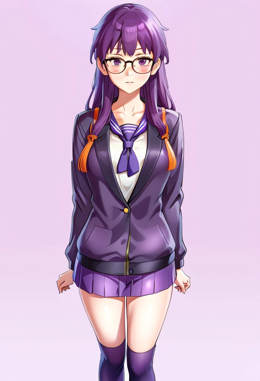 Purple hair and glasses、Anime characters, Marin Kitagawa Fanart, Anime Moe Art Style, Cute girl anime visuals, Female protagonist 👀 :8, Short full body portrait!,Arale-chan，Official character art, safebooru anime images, Official Art, 2D Anime Style, Anime charactersとして, Hinata Hyuga