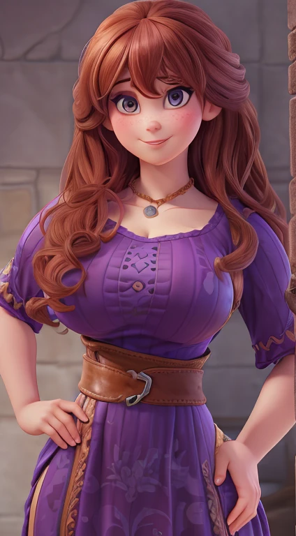 (Best Quality,Unparalleled Masterpiece:1.4)Ultra-Detailed CG 4K,(Ultra-Detailed Clear Absurdly-Vivid purple Big Eyes:1.2),Gorgeous Round Detailed Face(Voluptuous:1.4)Armenian(Gigantic Breasts:1.8)(Voluminous Long auburn Hair: 1.4),(Bangs, Sidelocks:1.2)Seductive(tight-blouse, brown long-dress:1.3)(Solo:1.4)(1Girl: 0.5)(Facing Viewer:1.2)(Cowboy Shot:1.2)(from above:1.1),Skindentation(Curvaceous:1.4)(Curvy:1.4)(Bimbo: 1.4)(Normal Waist: 1.2)(Thick Lips: 1.3)small-nose(light smile: 1.2) groping her breasts, squeezing her breasts