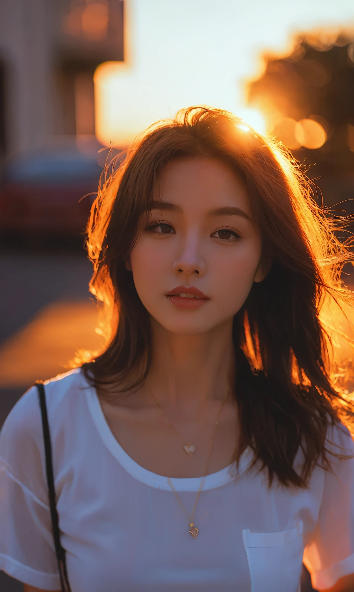 xxmixgirl, 1girl sunset details, Ultra-realistic dramatic lighting and shadows (commend, simulation, Kodak film) author:Brandon Woelfel Ryan McGinley