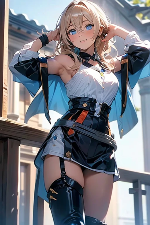 (from below:1.2),(from side:0.9), ((Face)), (Close-Up:0.4), 1female, teacher, wearing a hoodie, bootyshorts, Thicc, small breast, light colored hair, long hair, blue eyes, face to detail, detailed eyes, the background is a pizzaria, smiling, highest quality, (RAW photo:1.2)(Curve,Model,glamor:1.5),Beautiful breasts,Farbe_aberration,beautiful detailed shadow,Beautiful eyes,Beautiful body,Beautiful skin,beautifull hands,(medium_breasts:1.5),Brown hair,watching at viewers,black suspenders,Bulging big,breasts,walls: Black miniskirt, garters, Gaze, Small face,bangss,holster,Beautuful Women,hands up,leg holster,Gaze,black boots panty shot, provocation,flank,flank sweat soio,arm,,narrow waist,(with sparkling eyes and a contagious smile),her thin pubic hair, looking at viewer, pose muy sexy"