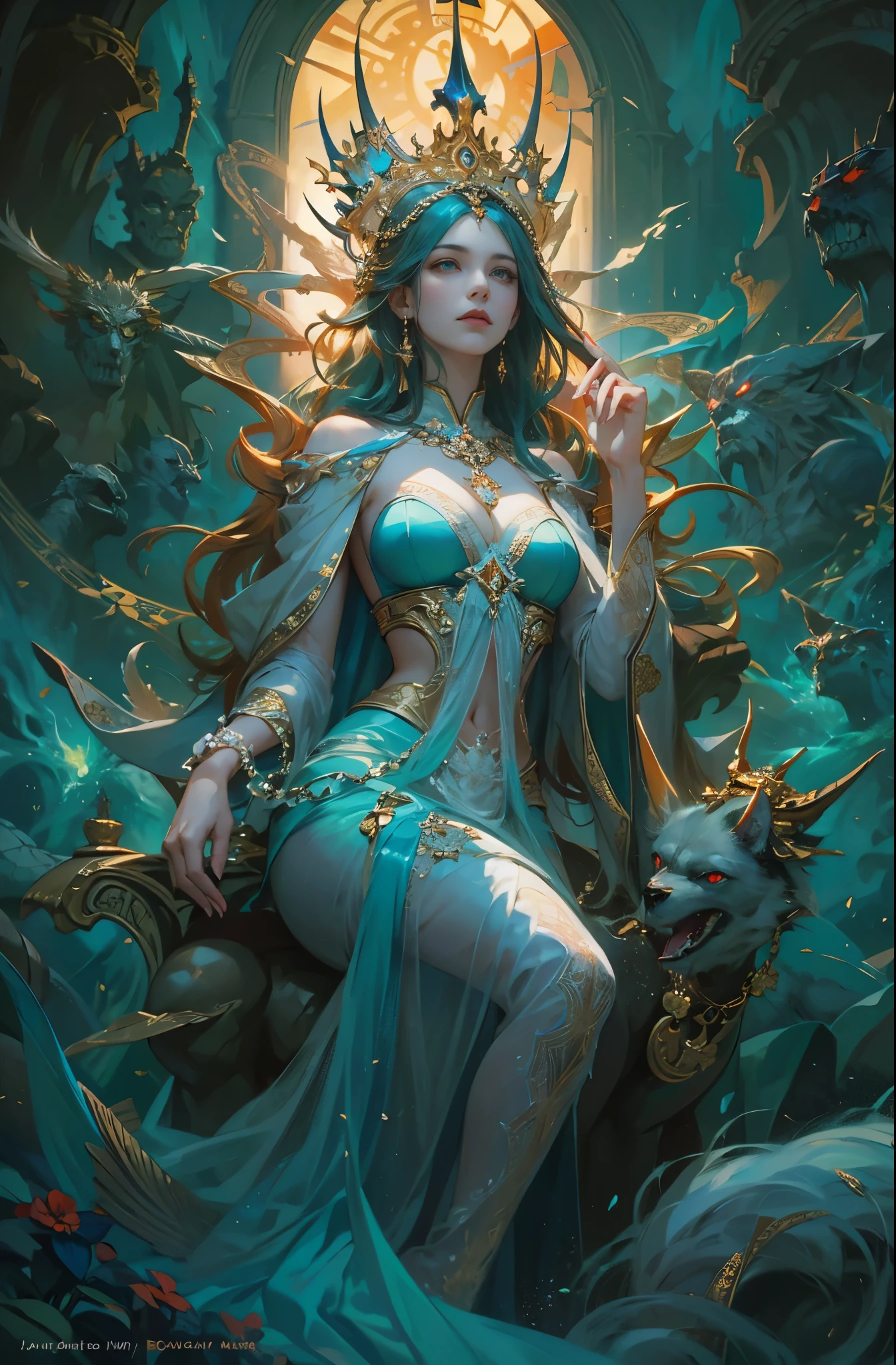 hell、purgatory、A world without light, Black Ghost、fear, Wails, despair, Breathtaking beauty, Gothic, Solemn, Majestic, Very beautiful Caucasian woman in her 20s、Queen of the Dead、The majesty of the queen, Persephone, Ultra-fine paintings by Yan J., Artstation Contest Winner, Fantasy art, Karol Baak and Peter Mohrbacher, Mohrbacher's artistic style, Peter Mohrbacher's style, Peter Mohrbacher Art Style, Peter Moerbacher Style, detailed Fantasy art, 4K Fantasy art, By Jean Jay., Fantasy artスタイル, 2. 5D CGI Anime Fantasy Artwork, epic Fantasy artスタイル hd, Epic fantasy digital art style, 詳細なFantasy art, Detailed digital 2D fantasy art, Luan Jia and Artgerm, 8k Fantasy art, Sharp contours, Sharp eyes with slit length, Beautiful and delicate blue eyes, pretty much beautiful face, Unparalleled beauty, masterpiece, highest quality, The perfect angle, Perfect composition, Best Shot, Official Art, Cinematic light, Very beautiful and fantastic scenery, before, Ultra-precision coating, Luminism, art by Carne Griffiths and What a bone Concept Art, 4K resolution, Fractal isometricdetailed bioluminescence , 3D Rendering, Octane Rendering, Exquisitely crafted , Cinematic, Trending isometric surreal cover photos、Art Station'Amazing full color, Hit definition , Very subtle contrast of light and shadow, Cinematic,Great background, Abstract Beauty,stand, Approaching perfection, Pure Form, Golden Ratio, minimum, Revert, Concept Art, What a bone、Intricate details, 8K Post-Production, High resolution, Hyper Detail, Art Stationのトレンド, Studio shot, Intricate details, Extremely delicate and detailed painting style, Beautiful painting art, Close-up