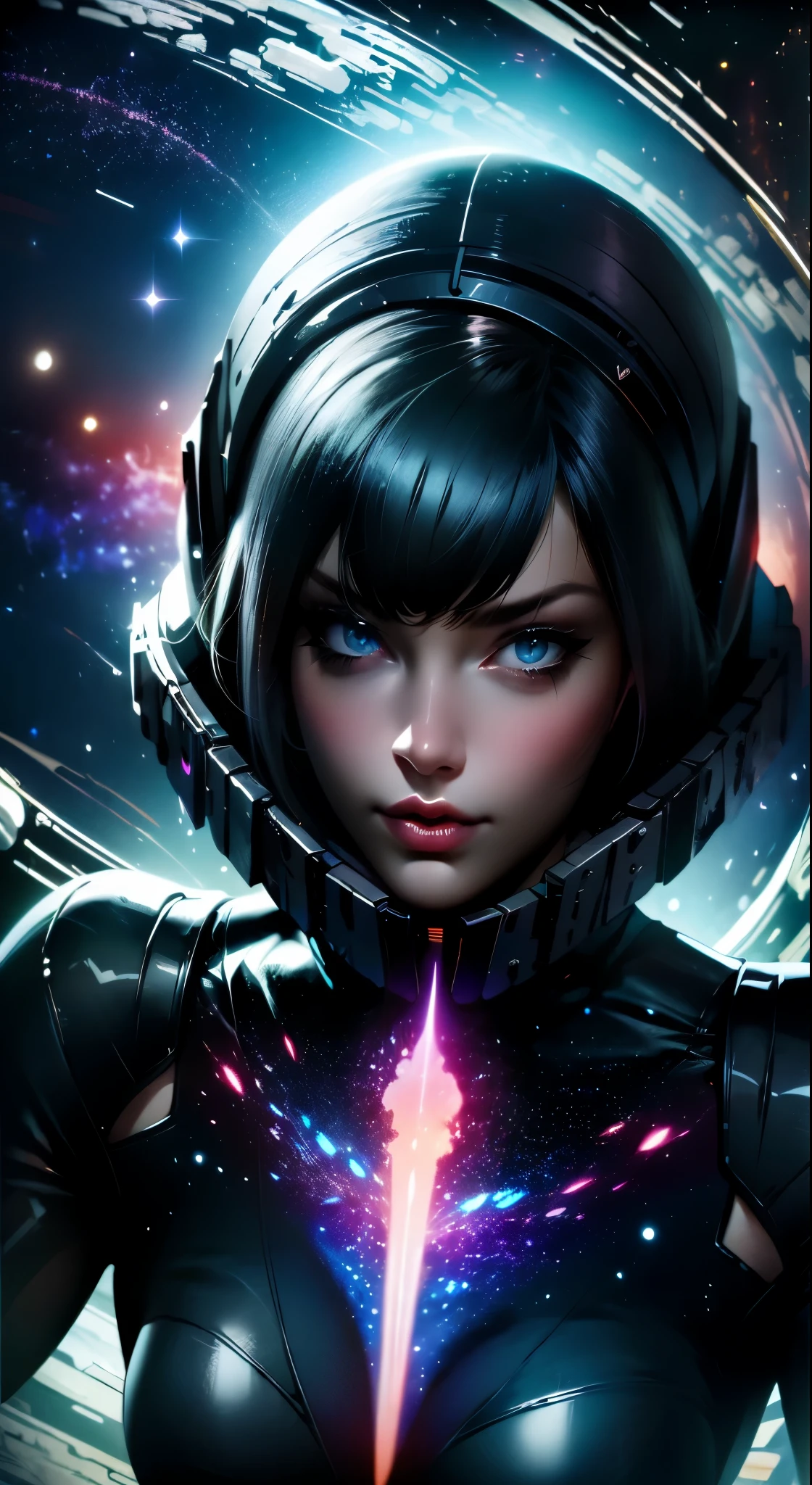 nijistyle,rfktr_technotrex,woman exploring planets, alien worlds, exotic locations, deep space,unkown terrors, galactic, nebulas,stars,fcPortrait