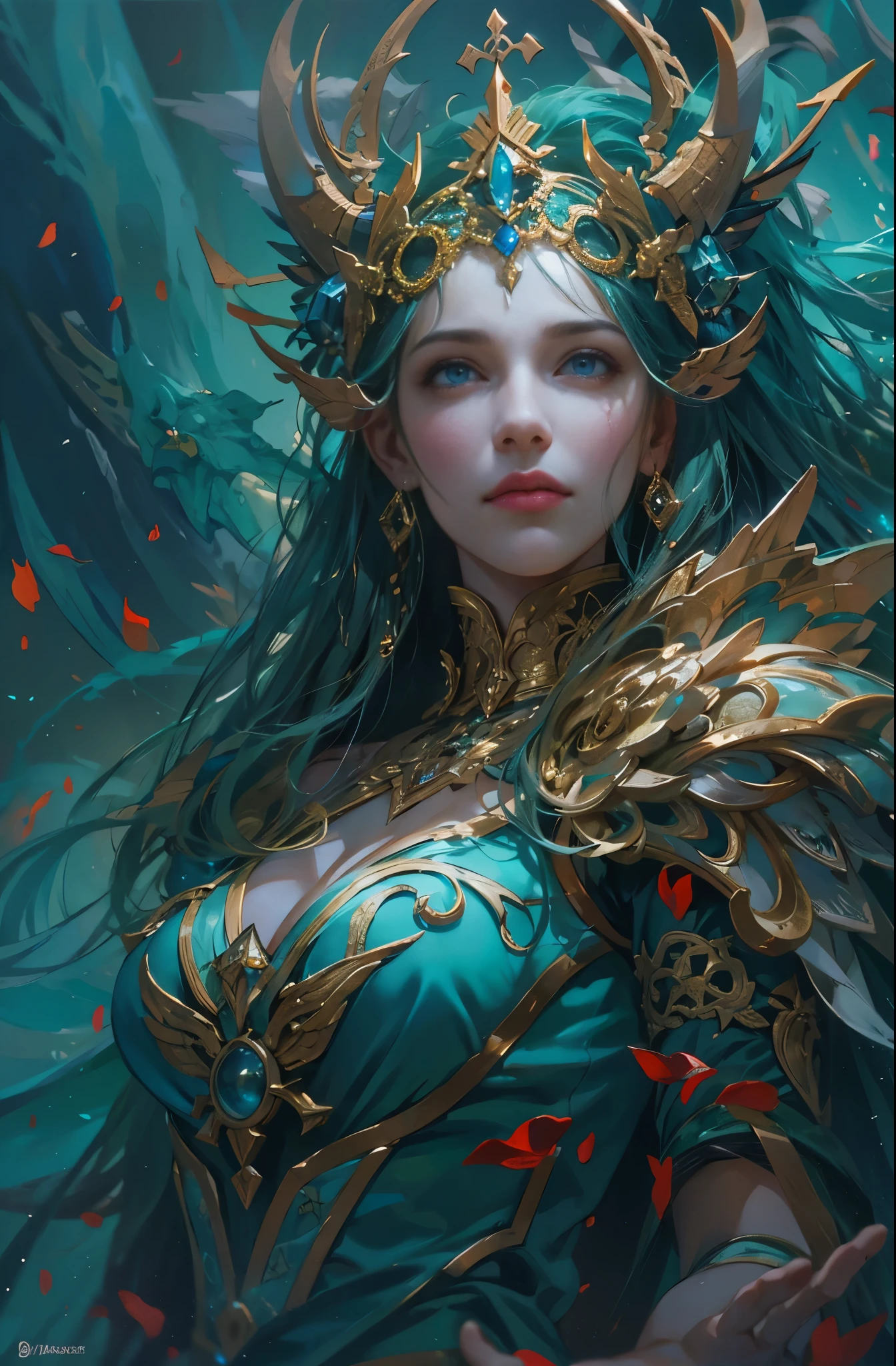 hell、purgatory、A world without light, Black Ghost、fear, Wails, despair, Breathtaking beauty, Gothic, Solemn, Majestic, Very beautiful Caucasian woman in her 20s、Queen of the Dead、The majesty of the queen, Persephone, Ultra-fine paintings by Yan J., Artstation Contest Winner, Fantasy art, Karol Baak and Peter Mohrbacher, Mohrbacher&#39;s artistic style, Peter Mohrbacher&#39;s style, Peter Mohrbacher Art Style, Peter Moerbacher Style, detailed Fantasy art, 4K Fantasy art, By Jean Jay., Fantasy artスタイル, 2. 5D CGI Anime Fantasy Artwork, epic Fantasy artスタイル hd, Epic fantasy digital art style, 詳細なFantasy art, Detailed digital 2D fantasy art, Luan Jia and Artgerm, 8k Fantasy art, Sharp contours, Sharp eyes with slit length, Beautiful and delicate blue eyes, pretty much beautiful face, Unparalleled beauty, masterpiece, highest quality, The perfect angle, Perfect composition, Best Shot, Official Art, Cinematic light, Very beautiful and fantastic scenery, before, Ultra-precision coating, Luminism, art by Carne Griffiths and What a bone Concept Art, 4K resolution, Fractal isometricdetailed bioluminescence , 3D Rendering, Octane Rendering, Exquisitely crafted , Cinematic, Trending isometric surreal cover photos、Art Station&#39;Amazing full color, Hit definition , Very subtle contrast of light and shadow, Cinematic,Great background, Abstract Beauty,stand, Approaching perfection, Pure Form, Golden Ratio, minimum, Revert, Concept Art, What a bone、Intricate details, 8K Post-Production, High resolution, Hyper Detail, Art Stationのトレンド, Studio shot, Intricate details, Extremely delicate and detailed painting style, Beautiful painting art, Close-up
