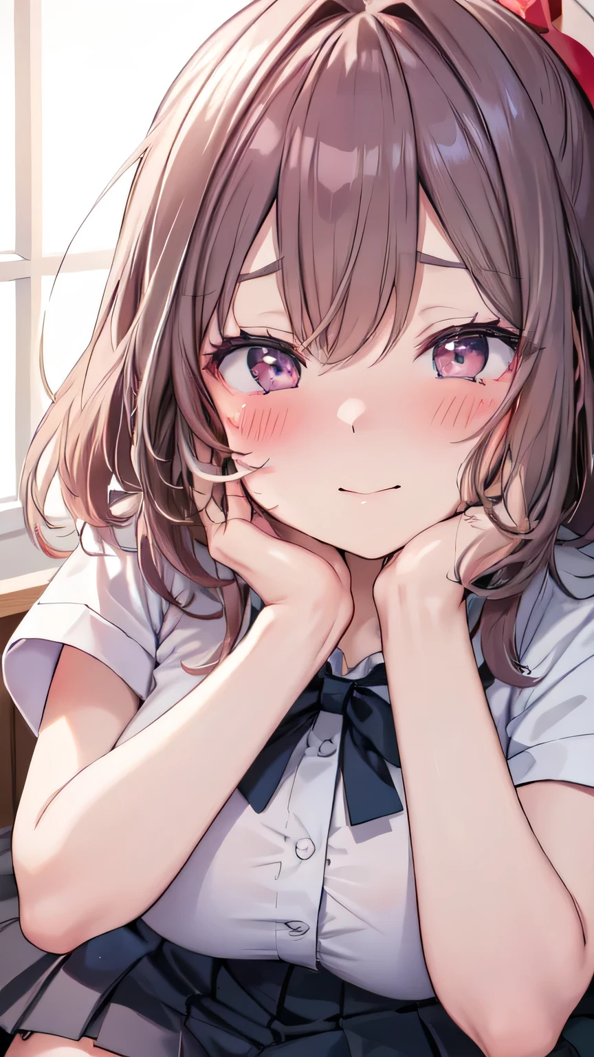 Very detailed、(8k, RAW Photos, highest quality, masterpiece:1.2), (Very detailed 8k wallpaper),shape、Professional Lighting,Sharp focus, Written boundary depth、
Browsing Caution、Clear Eyes、Perfect Anatomy、pretty girl、Cute girl、()、、12 years old、、、(blush:1.5)、、(Pleated skirt:1.2)、、(Close up on face)、(Plump thighs:1.3)、bed