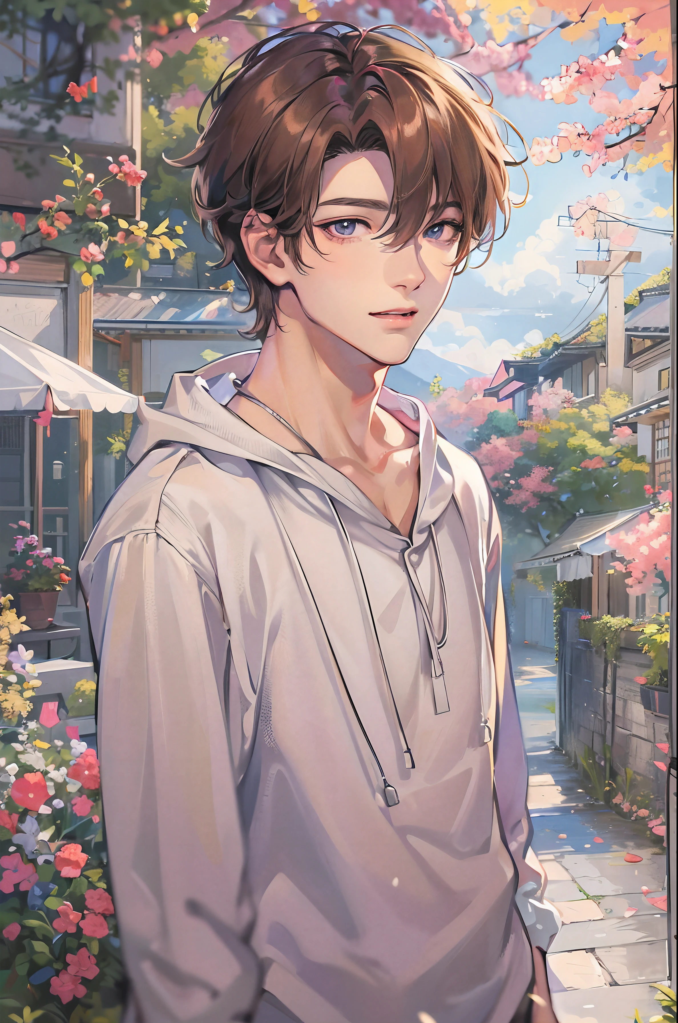 Absurdres masterpiece HDR high quality picture of a character from Hana yori dango anime, 1 boy , character is with detailed face, simple hair design , happy face, different clothes , ((short hair style:1 )) , anime eyes, light skin , 

Wearing random outfit from anime, detailed outfit, nice background, masterpiece scenery