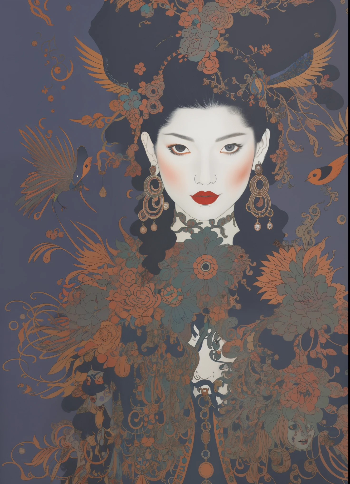 znchn style、Official、masterpiece、Beautiful face、highly contrast、art by、Sexy woman waiting for lover、portraitures、long court、long boots、sockes、sitted、hand between legs、brown haired、bluntbangs、long shoulder hair、bags、lips eyelashes、the woods、Blue sweater、eye glasses、Orange jacket、scallustratio、Subtle Colour、profile、Subtle Colour、post grunge、concept-art、Paint Splatter、intricate-detail。Highly detailed and detailed eyes、Trending in art stations、Jothan Gonzalez and Rop、James Jean、Vikton Gai、David Rabun、Mike Mignola、Lauri Lee、