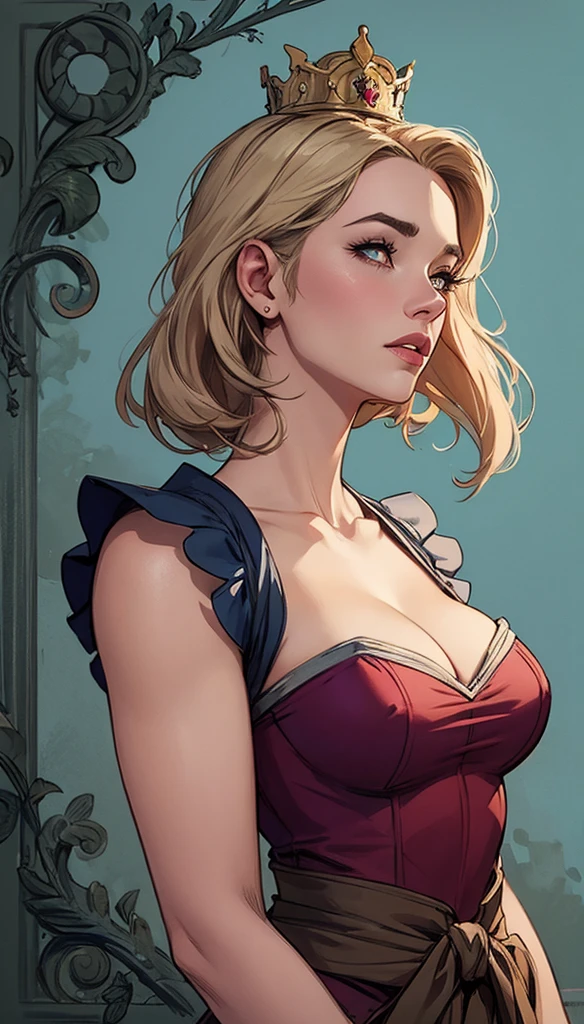 Character woman style beautiful ??????? symmetrical ?????????????? Fiona queen Anna of Arendelle with war marks Cartoon image of a woman .Ilustra??o estilo desenho animado, estilo de arte dos desenhos animados, estilo de arte dos desenhos animados, digital illustration style, estilo atompunk design de personagens altamente detalhado, arte digital detalhada coragem, Forest fan art, Design de personagens de retrato, beautiful digital illustration, retrato de alta qualidade, Arte em quadrinhos, mulher jovem cabelo com transas lindas . Queen Anna of ArendelleBeautiful lined eyes Medium large bust and wonderful ???? clothes. image expression of ?????? desire from waist to head illustration Queen Anne of Arendelle atompunk style Fallout 4 style pose playboy magazine 