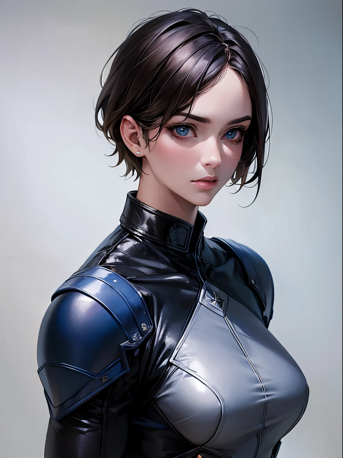 highest quality, Ultra-high resolution, (Realistic: 1.4), beautiful Eyes, Super beautiful, Very short hair, beautiful, beautiful Soldier, Eyes that beckon, Mistress's point of view, Attractive look, Sexy smile, Perfect Style, Perfect balance, Detailed skin, Mischievous Gaze