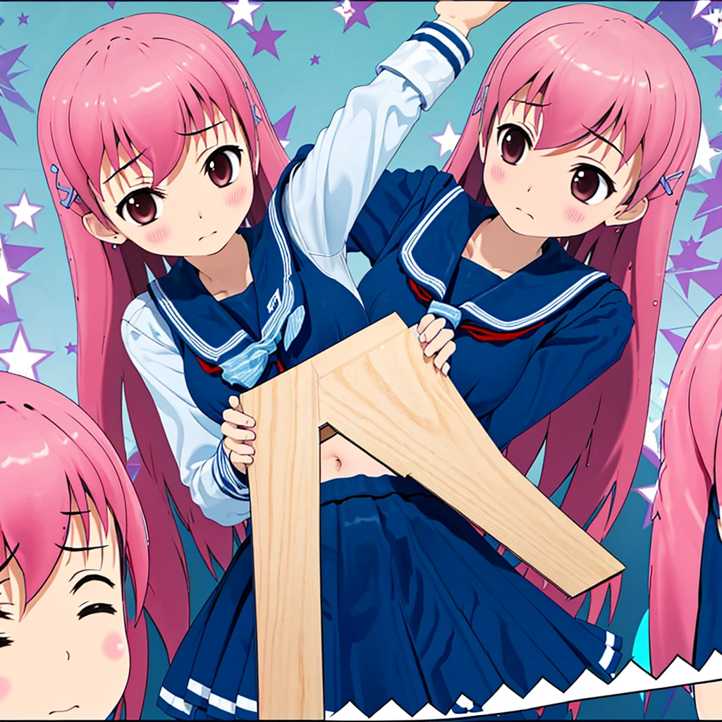 Blushing、High school girl with stomach ache