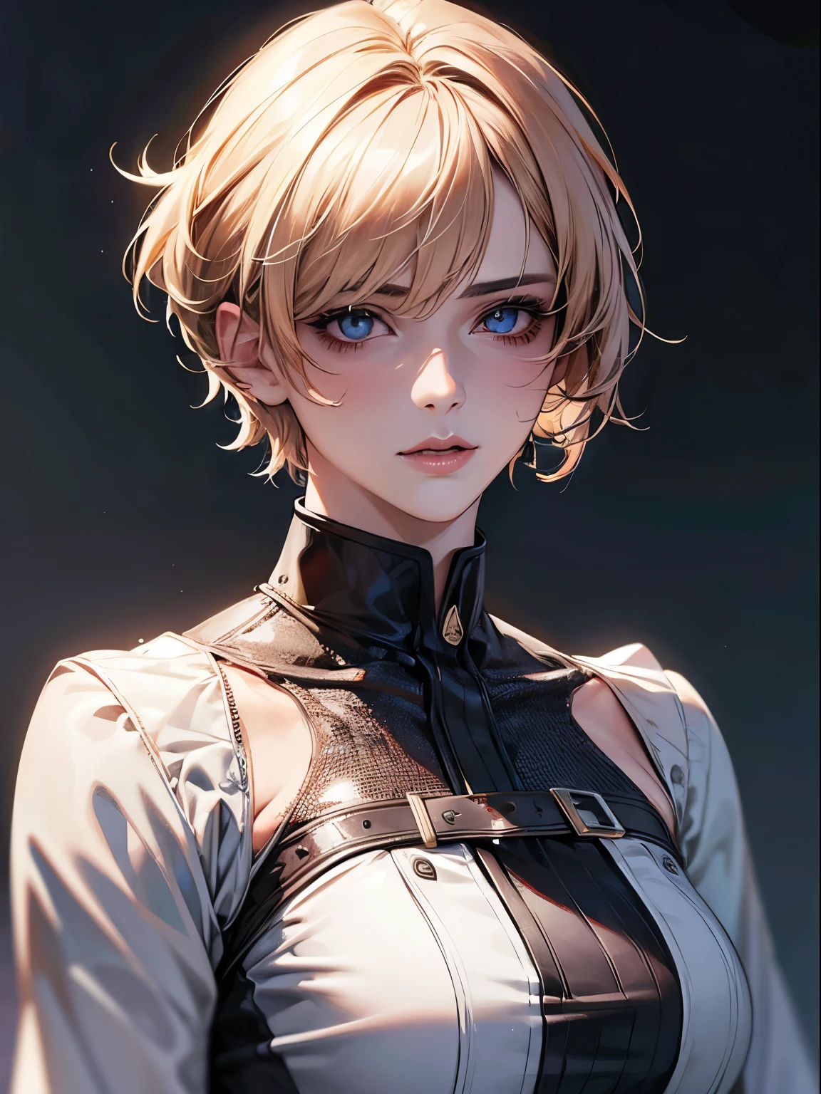 highest quality, Ultra-high resolution, (Realistic: 1.4), beautiful Eyes, Super beautiful, Very short hair, beautiful, beautiful Soldier, Eyes that beckon, Mistress&#39;s point of view, Attractive look, Sexy smile, Perfect Style, Perfect balance, Detailed skin, Mischievous Gaze