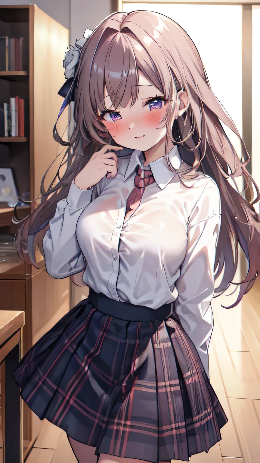 Very detailed、(8k, RAW Photos, highest quality, masterpiece:1.2), (Very detailed 8k wallpaper),shape、Professional Lighting,Sharp focus, Written boundary depth、
Browsing Caution、Clear Eyes、Perfect Anatomy、With a girl、12 years old、Black Hair、Short twin tails、White lace panties、(Beige cardigan:1.2)、White collar shirt、bow tie 、Micro Mini Skirt、、(blush:1.5),、,、imminent kiss,(Plump thighs:1.2)、