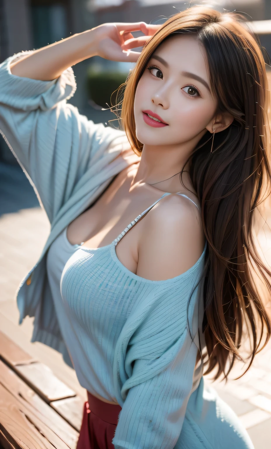 hair bobbles, wince, longeyelashes, solid circle eyes, light smile, ear blush, fang, Surrealism, drop shadow, anaglyph, stereogram, tachi-e, pov, atmospheric perspective, 8k, super detail, ccurate, best quality, award winning, super detail, anatomically correct, UHD, retina, masterpiece, textured skin, ccurate, high details, best quality, highres, high quality。Hair glows,Superhuman,floating