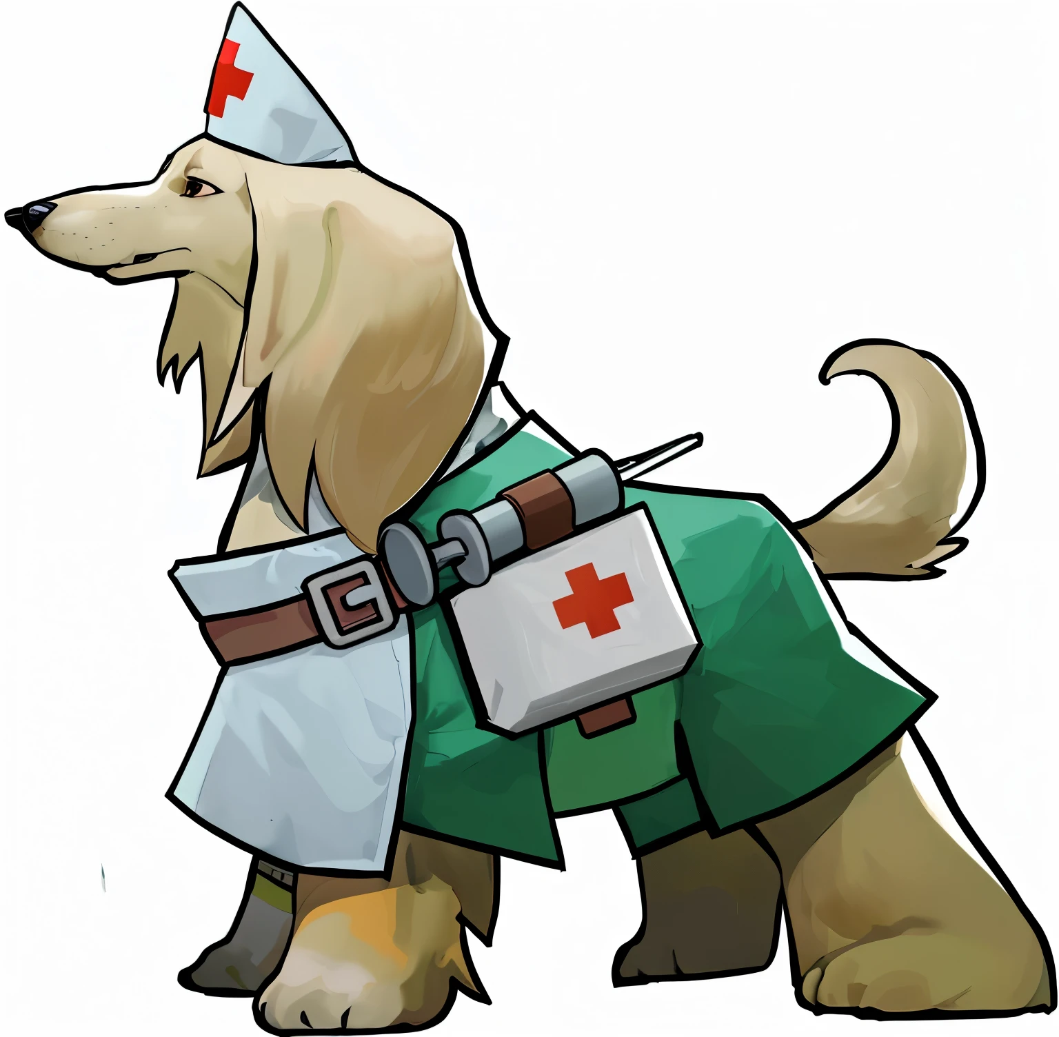 猎dog，Smooth hair，Rich hair，Rich details，dog，Medical Kit，Surgical gowns，Nurse