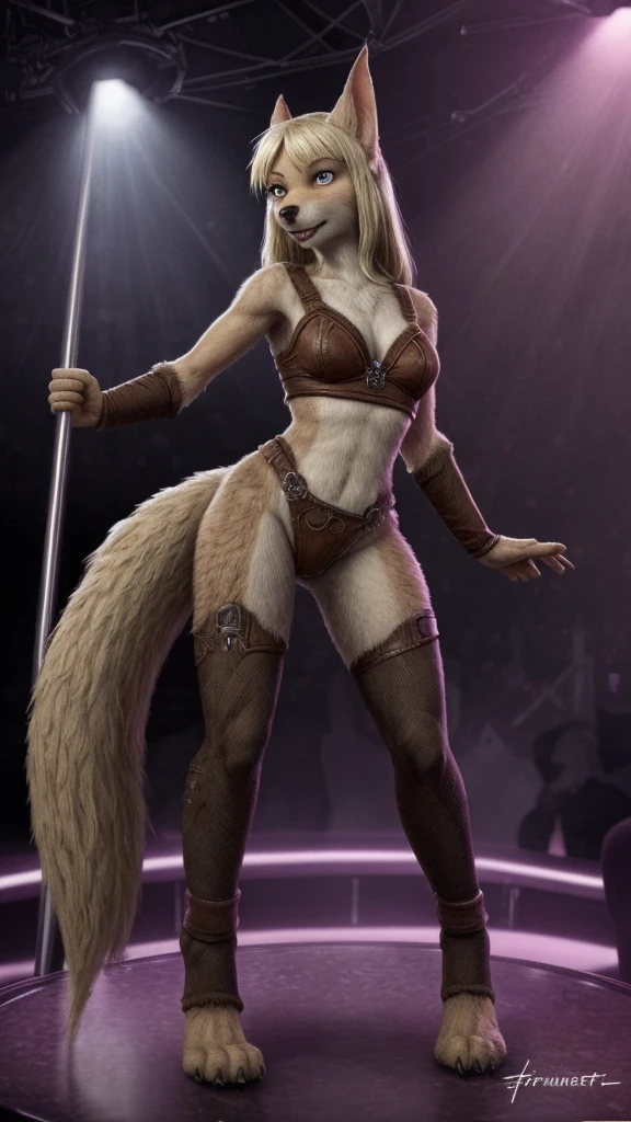 Trniert Furry woman  Astrid Hofferson full body on stripper outfit 