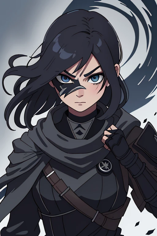 Xia, the orphaned teen, was adopted by the Anbu Black Ops and transformed into a formidable assassin in the Shinobi world. With her short, jet-black hair cascading down her shoulders, framing her face that is veiled beneath a mask, the resemblance to a crow's beak is uncanny and adds an air of mystery. Xia's stature is tall and elegant, exuding an aura of respect, yet she maintains a slightly flat-chested appearance. Her demeanor may be emotionally detached, but her fox-like eyes, hidden behind the mask, gleam with an intensity that betrays her exterior coldness.