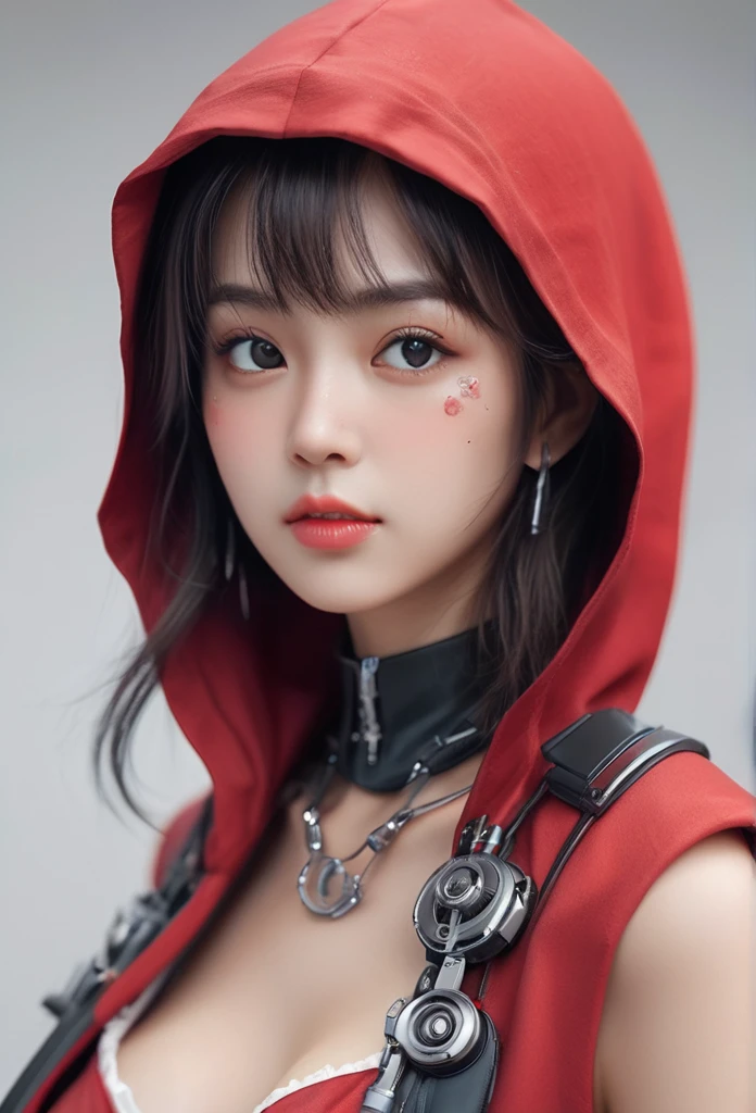 Realistic picture 8k,Masterpiece,Highest quality,Maximum details,anatomy,hips up,
Cyber beautiful girl robot cyberMachinery ,«Little Red Riding Hood