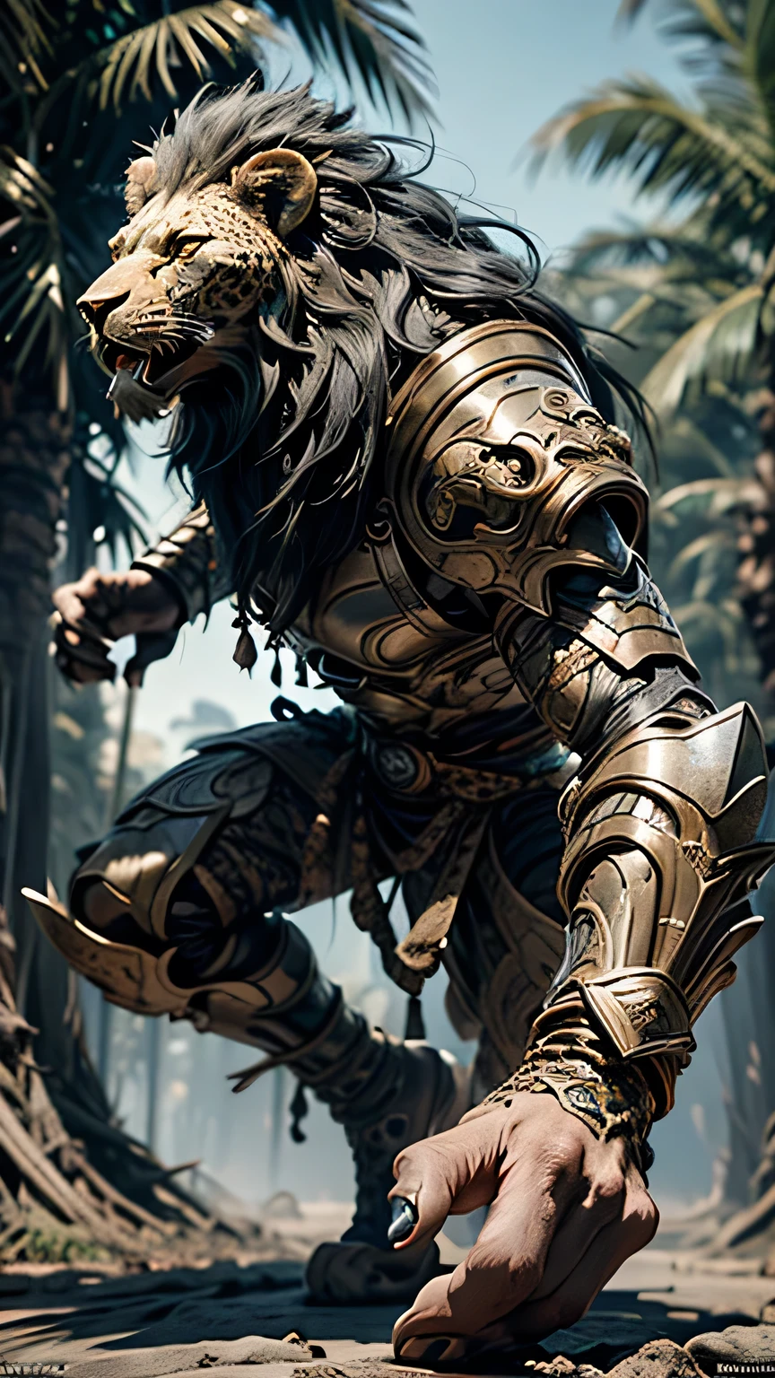 (Fighting:1.2), (Lion-headed warrior and leopard-headed warrior:1.3), Very hairy body, , (Beast Claws:1.2), Luxurious Armor, Dynamic pose, Cinematic lighting effects, Jungle Plaza, Dynamic composition, (Beast Spectators:1.2), Full Plate Armor, , , , (Martial Arts:1.1), , (Break dance:1.1), , , , , , , , , , , , , , ,