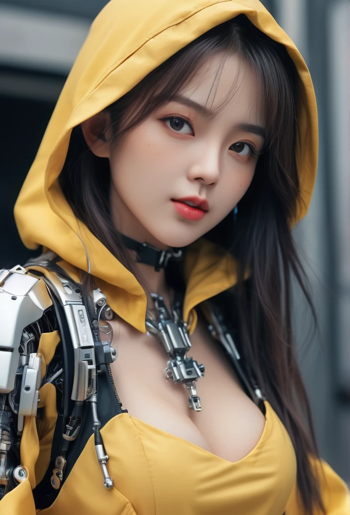 Realistic picture 8k,Masterpiece,Highest quality,Maximum details,anatomy,hips up,
Cyber beautiful girl robot cyberMachinery ,«Little yellow Riding Hood