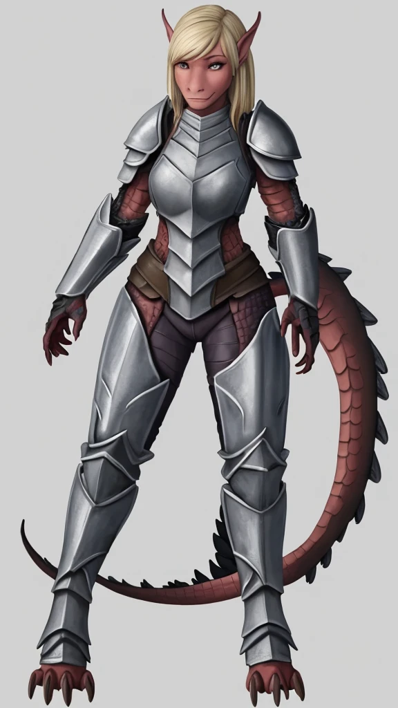 Trained woman Astrid Hofferson full body on dragon scales armor
