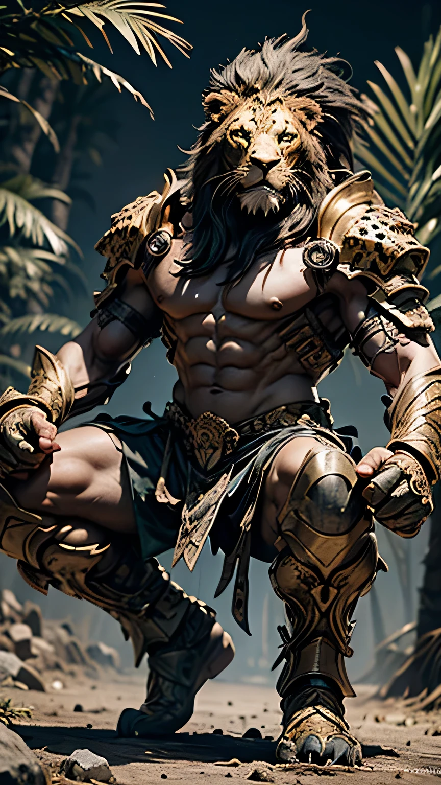 (Fighting:1.2), (Lion-headed warrior and leopard-headed warrior:1.3), Very hairy body, , (Beast Claws:1.2), Luxurious Armor, Dynamic pose, Cinematic lighting effects, Jungle Plaza, Dynamic composition, (Beast Spectators:1.2), Full Plate Armor, , , , (Martial Arts:1.1), , (Break dance:1.1), , , , , , , , , , , , , , ,