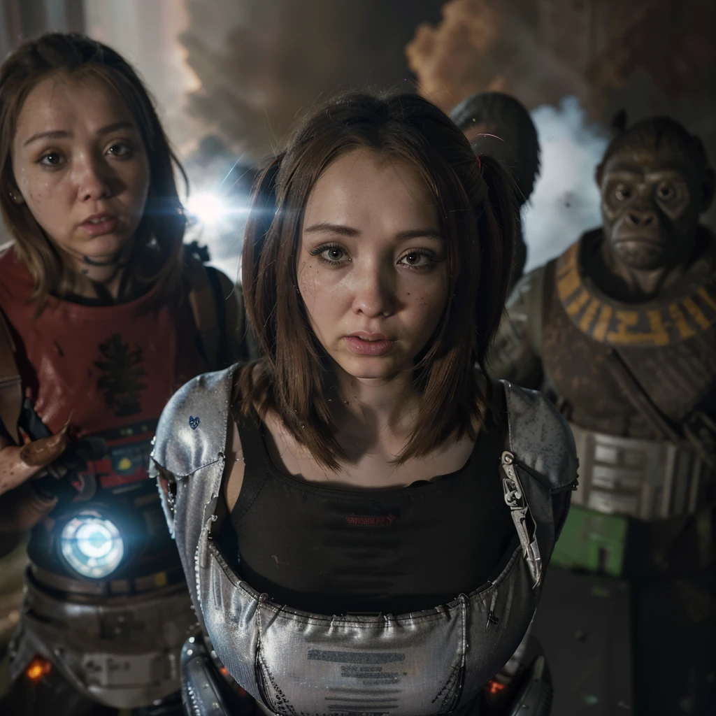 (Show all of Super Girl, head to toe, full body portrait) (best quality,4k,highres,masterpiece:1.2),ultra-detailed,realistic,portraits,vivid colors,dramatic lighting,Supergirl,annoyed,tattered uniform (scorched, many holes) ,ragged uniform,smoking crater,offended,shocked, (Subject 2: attacking alien robot gorilla, rocket launcher) Please make sure your output is separated by commas.","Separated。The following is an example for reference: ``` (best quality,4k,highres,masterpiece:1.2),ultra-detailed,realistic,portraits,vivid colors,dramatic lighting,Supergirl,annoyed,tattered uniform,ragged uniform,smoking crater,offended,shocked, (subject 2: attacking alien robot gorilla, rocket launcher) (scene takes place in Tokyo, many wounded and dead civilians)