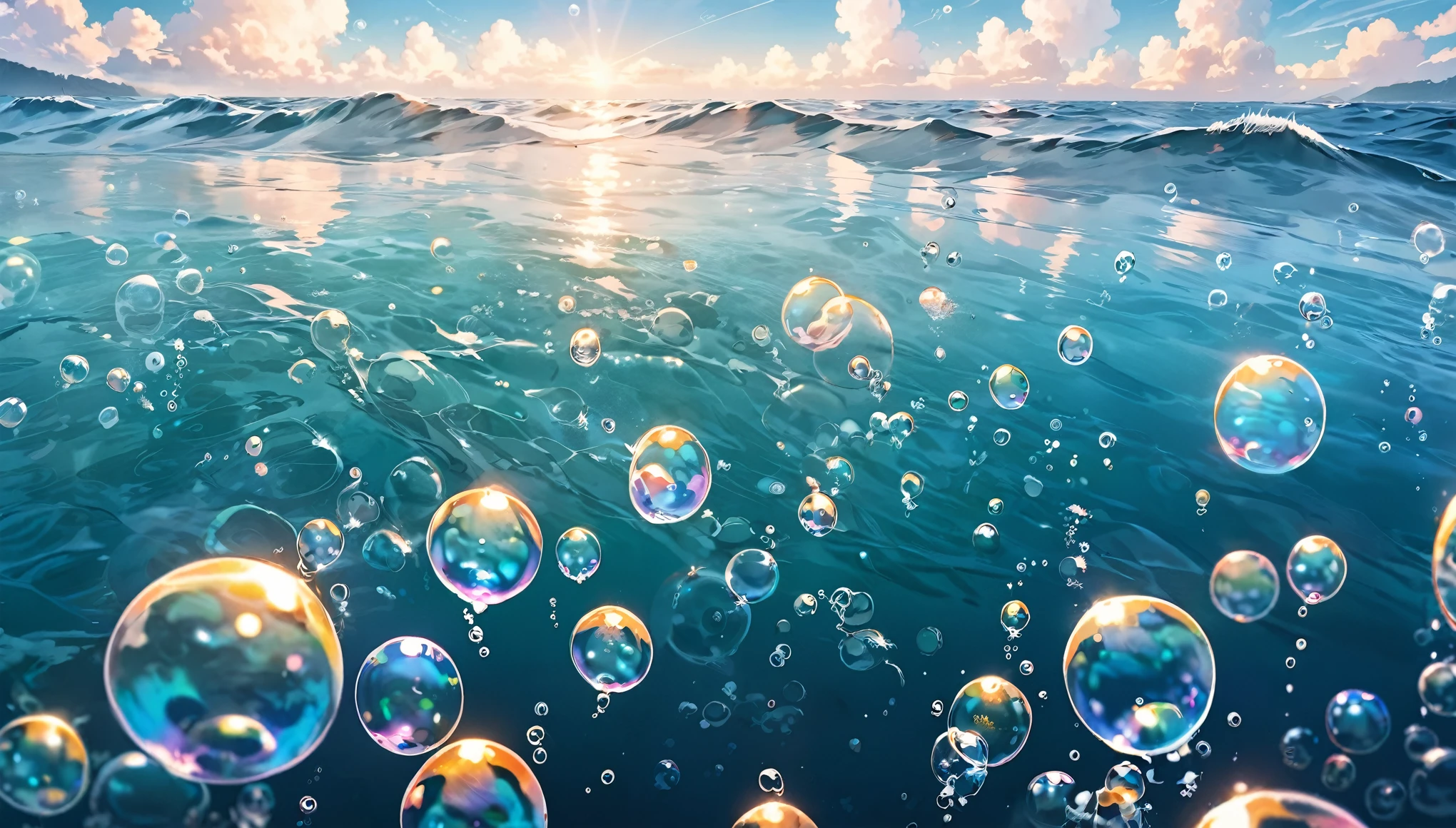 A bunch of bubbles in the ocean