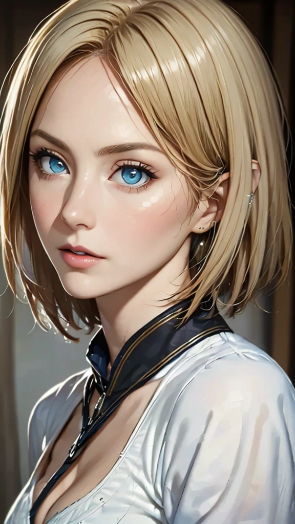 (highest quality,4k,8K,High resolution,masterpiece:1.2),Super detailed,realistic:1.37,portrait,blonde,blue eyes,white skin,medieval clothing,detailed facial features,beautiful lips,gorgeous eyes,A wonderful expression,retro style,soft lighting,Bright colors,short hair,break,cowboy shot,