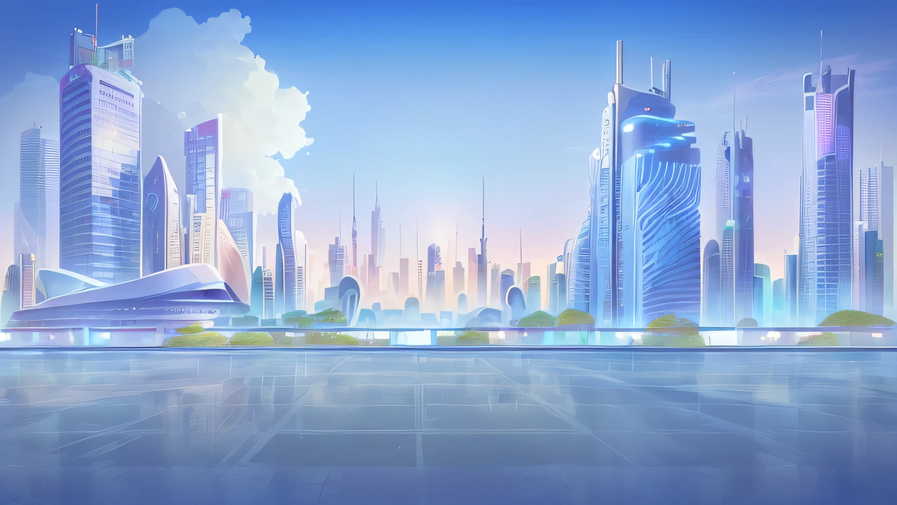 Cartoon City，In the foreground are skyscrapers and, megaCity background, City background, City background, futuristic City background, City background, City background, Daytime city view, Anime style cityscape, Future City background, City background, background urban cityscape, background artwork, Background of the city, modern City background, beautiful cityscape background