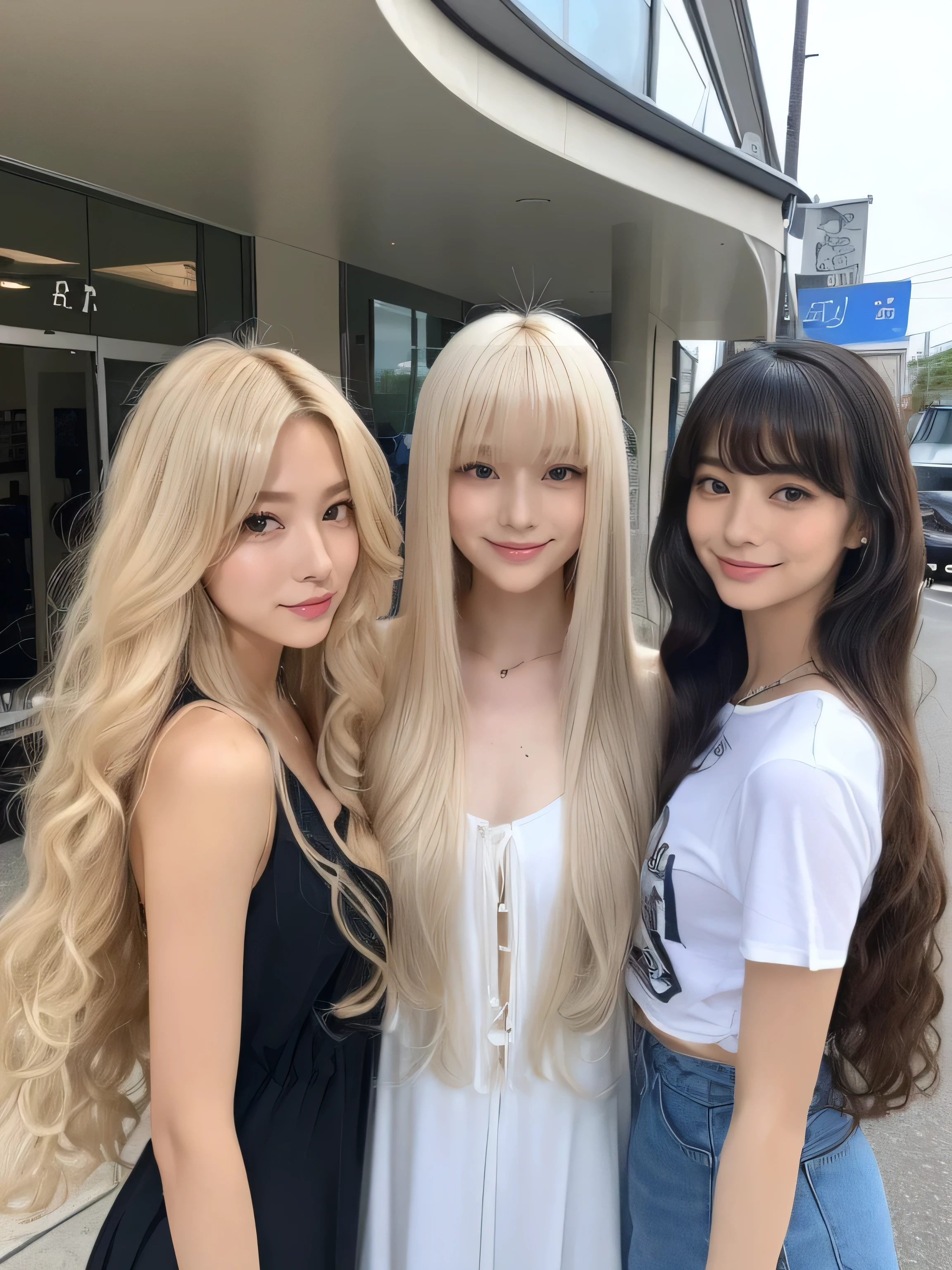 (Knee-high shot of three identical twins :1.3) (The three of them are posing happily..:2.0) (See her in the middle of a busy street in France、They look happy.) (Their faces are clones Clothes are random Hair color is random) (((Hair color is random))) ((Beautiful model with long platinum blonde hair, girl with super length Hair, extremely length Hair, extra length Hair, very long, Flowing Hair, very length Hair, length Hair girl, very long, Flowing platinum blonde hair, length Hair windy, very longプラチナブロンドヘア, length, Flowing Hair, length and or curly hair, with length Hair, length Hair!!!! Her highest quality hair is long and 真っ直ぐ or curly hair very long, highest quality platinum blonde, length hair in the center, Highest quality long Straight or curly hair, length, Straight or curly hair, beautiful, High quality platinum blonde hair, length and platinum blonde hair highest quality Straight or curly hair, length Hair, length and Straight or curly hair, highest quality platinum blondeヘア, Perfect silky Straight or curly hair of the highest quality, Straight or curly hair, highest quality platinum blondeヘア, length platinum blonde hair Straight or curly hair, length, Bright platinum blonde hair Her hair is long and Straight or curly hair, very longプラチナブロンドヘア, length hair in the center, length Straight or curly hair, length, Straight or curly hair, beautiful hair of the highest quality, length Hair, length, Straight or curly hairプラチナブロンドヘア , length and free Straight or curly hair Platinum blonde hair, Straight or curly hair Platinum blonde hair)) (Her bangs are perfect.:1.3) (France's most beautiful 24-year-old hair model) ((highest quality)), ((masterpiece)), (Familiar) (Get used to it) Perfect Face (Her skin is a typical French complexion....、And very detailed) (Big Breasts) (She is wearing a light blue skirt and a white blouse........) (She has a beautiful French face and a typical French figure...., Narrow eyes) (She has perfect beautiful makeup and face Lipstick is light red A solid eyeliner) ((Rich 1.4)) (Extremely detailed 8K) (Ultra-fine skin texture 1.4) (Actual, Vibrant:1.4), double eyelid Sharp focus:1.2、Beautiful woman:1.4 Dynamic Lighting (Genuine RAW photos taken by professional photographers) (Her long bangs、Well Organized) Professionally lit from the front (She has a bright and cheerful face)