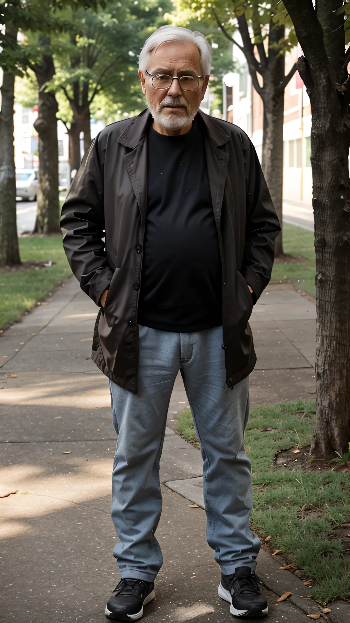 Old man with his dog full body