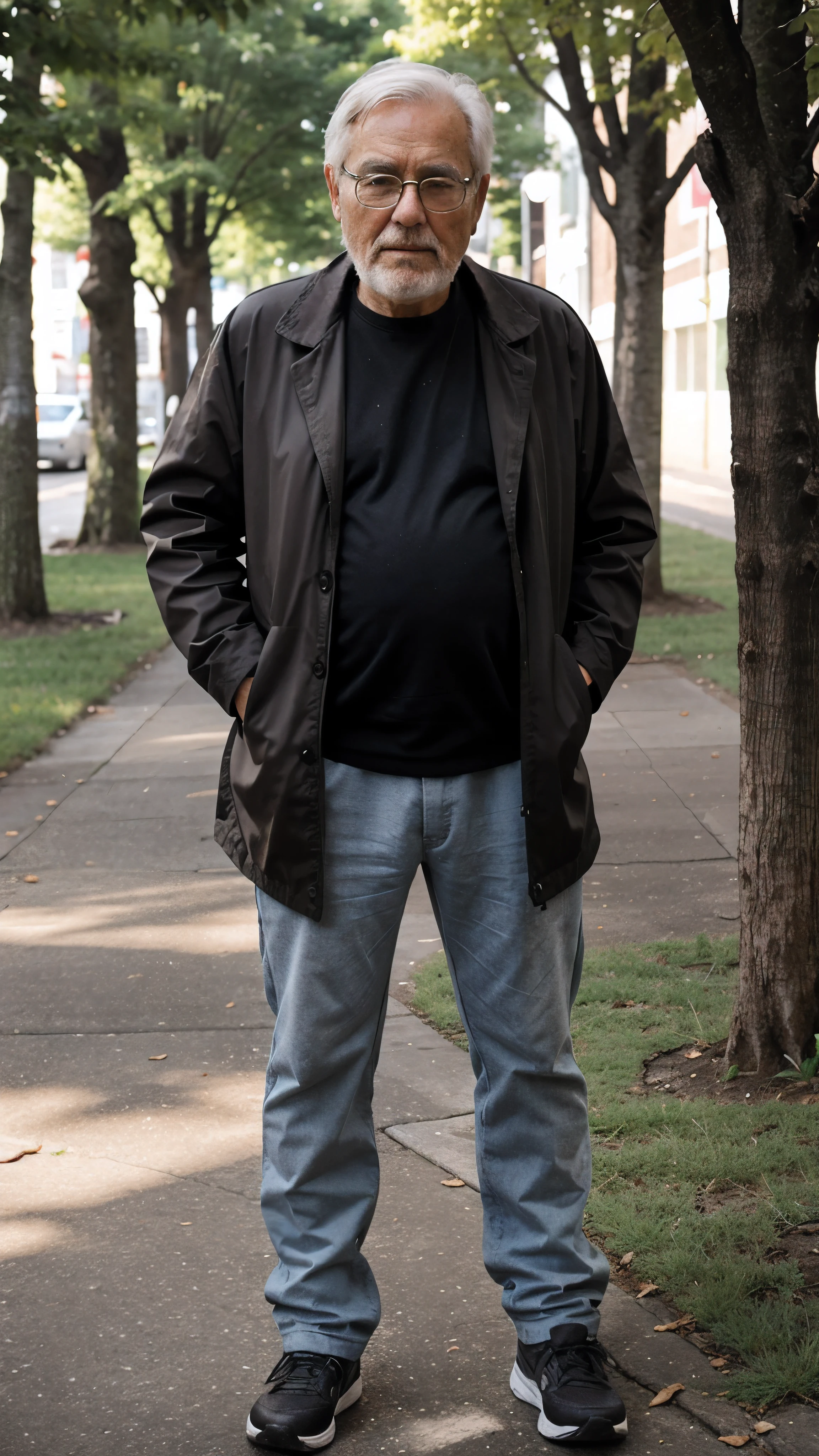 Old man with his dog full body